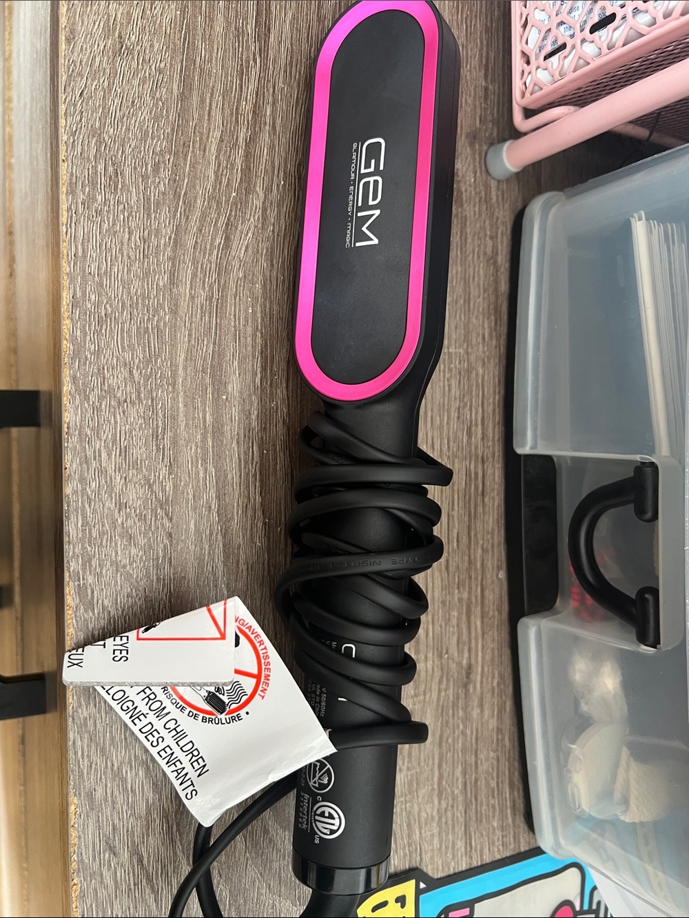 GEM Pink-Trim Hair Straightener